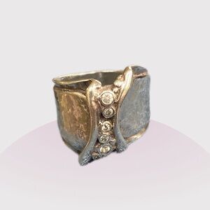 Silpada Cubic Zirconia Hand Hammered Sterling Ring R1441.   Size 8